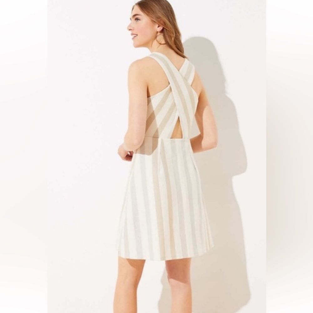 LOFT Shimner Stripe Crossback dress- worn about 3x